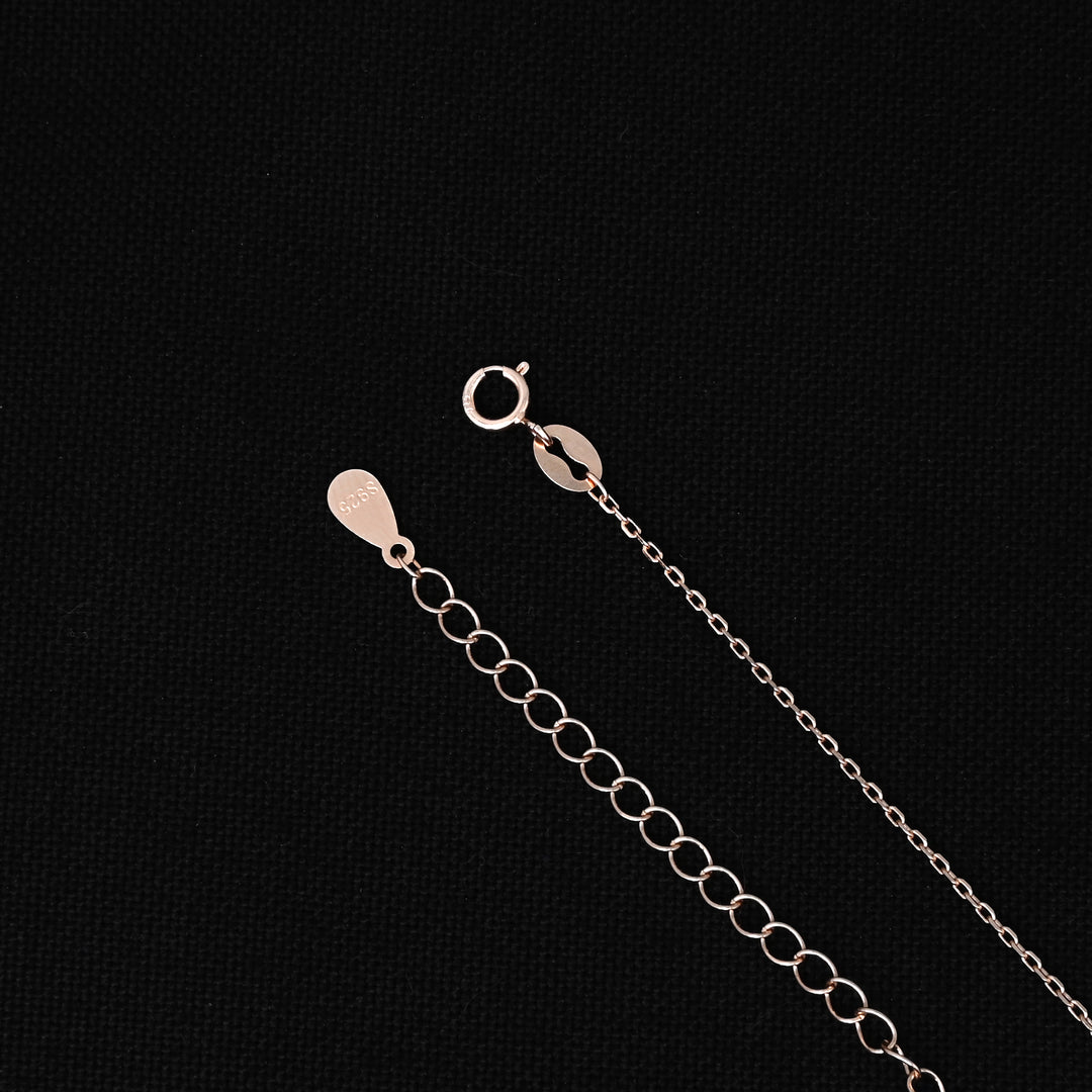 Sterling Silver Rose Gold Necklace – Heart Pendant with Sparkling White Stones.