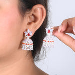 Load image into Gallery viewer, Sterling Silver Jhumka Earrings with Intricate Design
