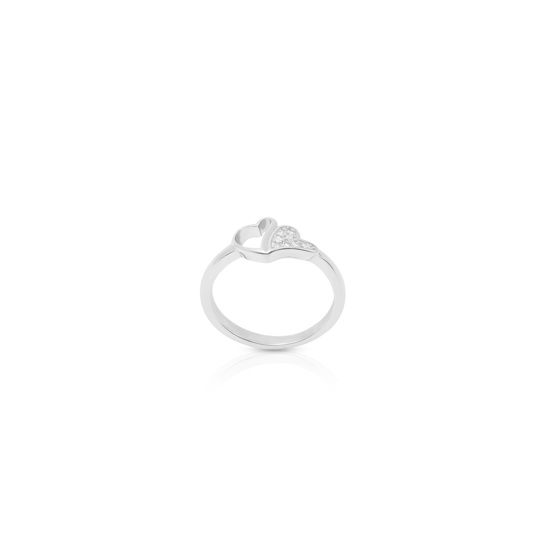 Romantic Dual Heart Silver Ring