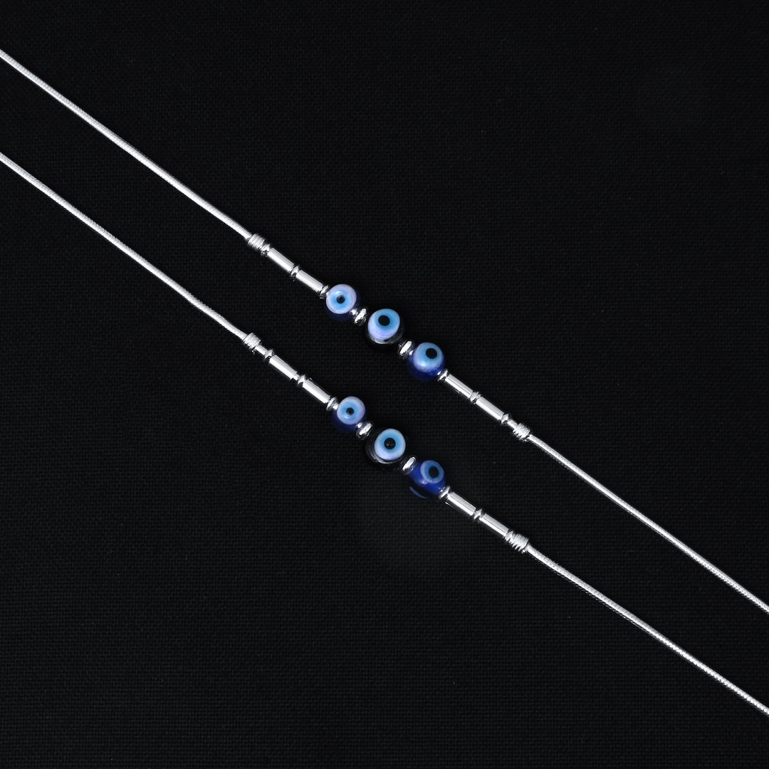 Silver Evil Eye Anklet, Perfect for Daily Wear & Comfort