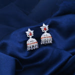 Load image into Gallery viewer, Sterling Silver Jhumka Earrings with Intricate Design
