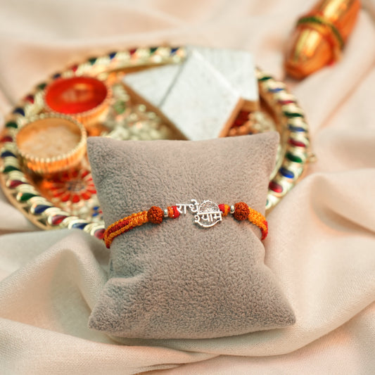 Divine Silver Rakhi Radhe Shyam