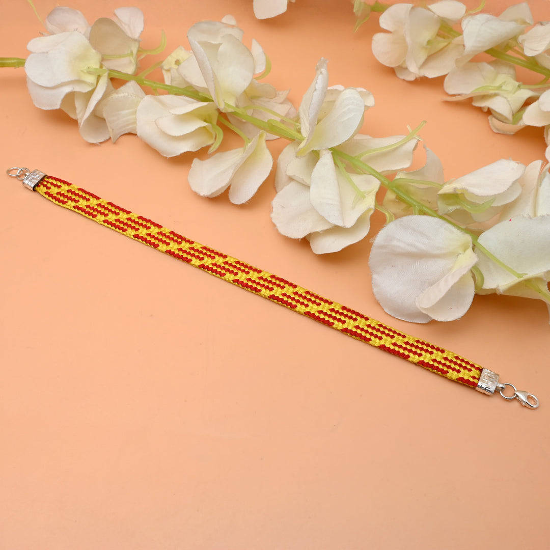 Red Line Pattern Silver Dhaga Moli for Daily Wear