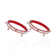 Silver bangles with gorgeous red beads.