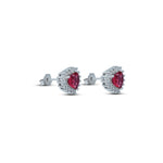 Load image into Gallery viewer, Elegant silver earrings featuring a pink heart gemstone design
