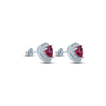 Load image into Gallery viewer, Elegant silver earrings featuring pink and white stone hearts
