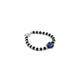 Elegant bracelet adorned with black and silver beads and a blue teddy bear charm.