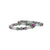 Charming silver bangles set featuring colorful gemstones.