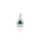 Elegant silver pendant featuring a triangle design with green and CZ stones.