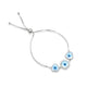 Sterling silver bracelet with a solitaire evil eye charm, designed for girls.