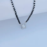 Load image into Gallery viewer, Sparkling square pendant on classic black beaded mangalsutra.
