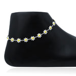 Load image into Gallery viewer, Cute Silver Anklet with Yellow Flower – Lightweight &amp; Simple

