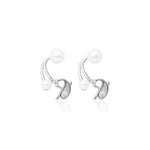 Load image into Gallery viewer, Cute Dolphin Silver Earrings with White Moti Accent.
