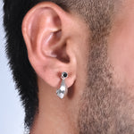 Load image into Gallery viewer, Boys Silver Bali Earrings with Plain Look &amp; Stones
