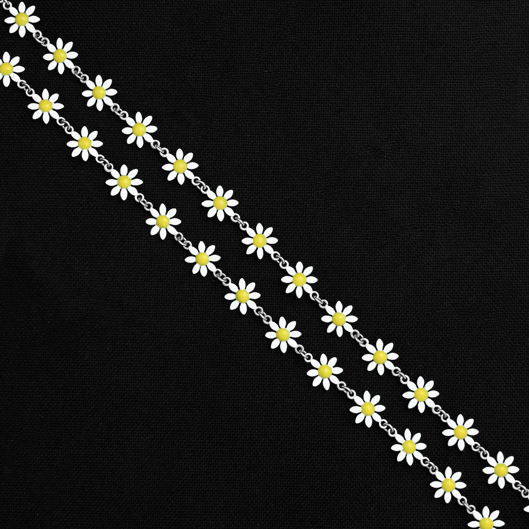 Cute Silver Anklet with Yellow Flower – Lightweight & Simple