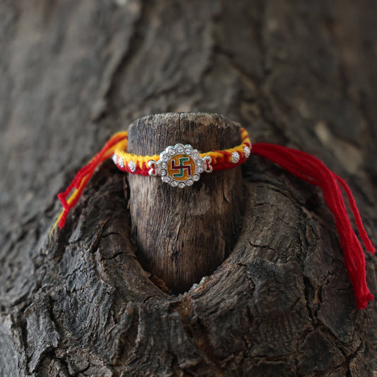 Swastik Glory Silver Rakhi