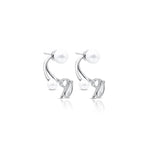 Load image into Gallery viewer, Cute Dolphin Silver Earrings with White Moti Accent.
