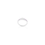 Load image into Gallery viewer, Silver Heart Ring with Pink Gemstones
