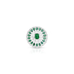 Load image into Gallery viewer, Charming silver ring for women with intricate green stones and a bold center gem.
