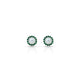 Silver earrings with small green stones on the edge and a flower design for girls.