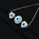 Stylish sterling silver bracelet with a solitaire evil eye detail for girls.