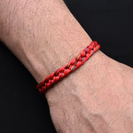 Load image into Gallery viewer, Elegant silver Kalava moli bracelet featuring a royal red knitted design for a regal look
