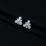 Load image into Gallery viewer, Stylish sterling silver earrings with a floral motif, opal, and gemstone accents
