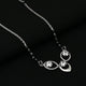 Elegant silver mangalsutra featuring three white stones and black bead accents.