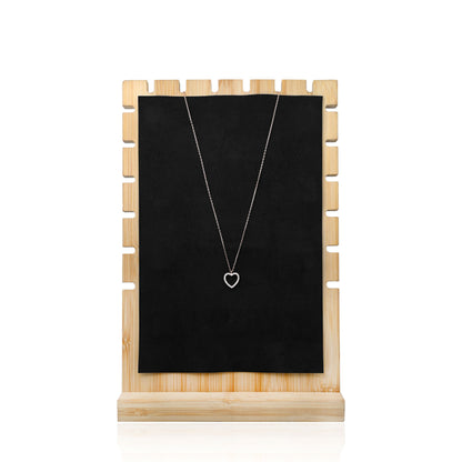 Elegant Silver Rose Gold Necklace with Heart-Shaped Pendant & Sparkling White Stones.
