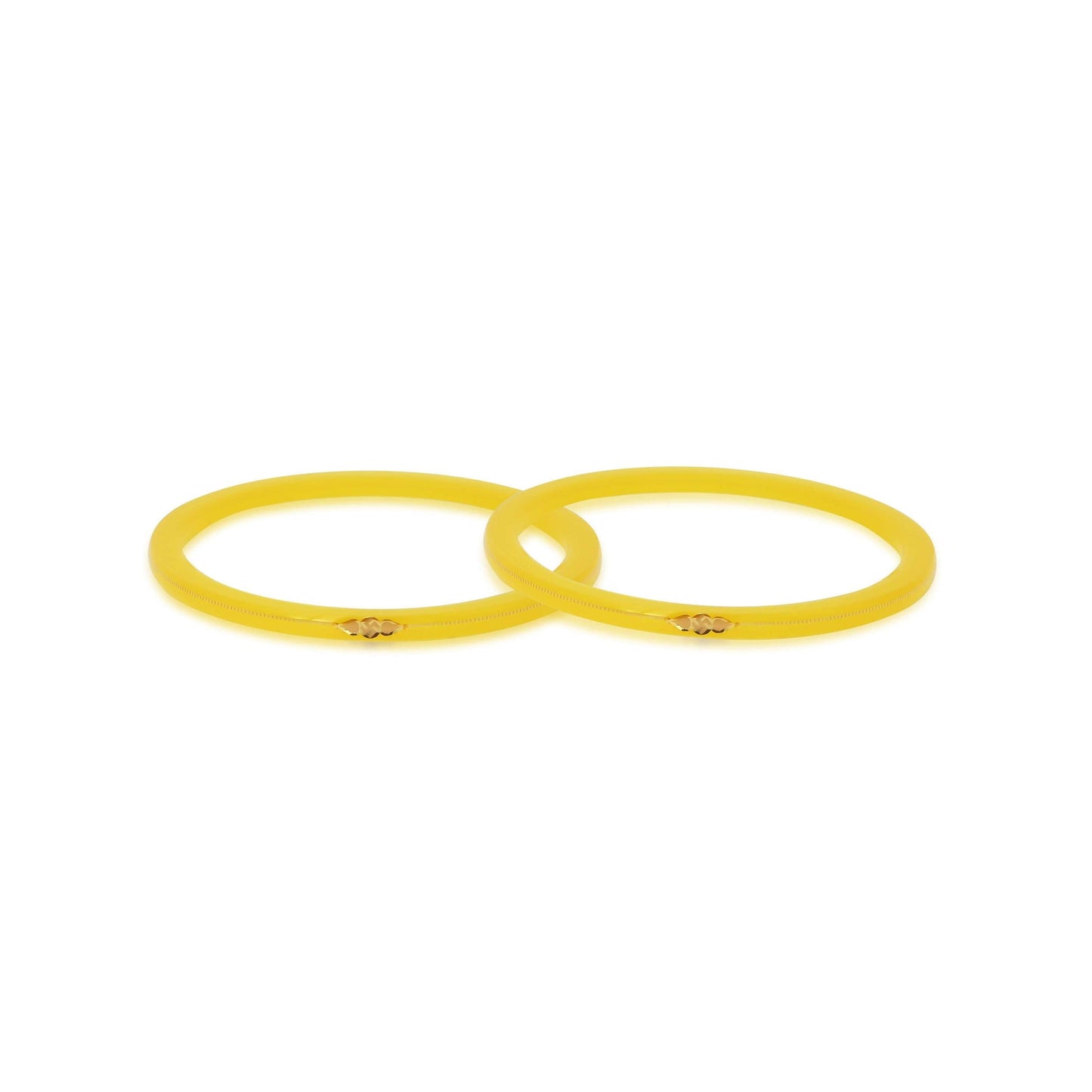 Gold Small Swastika Design Yellow Bangle.