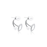 Load image into Gallery viewer, Silver Earrings with Eye Shape and Beautiful White Moti.
