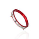 Elegant silver bangles adorned with vibrant red beads.