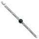 Sterling silver bracelet with a central green gemstone, designed for boys.