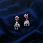 Load image into Gallery viewer, Graceful Silver Jhumka Earrings for Festive Celebrations
