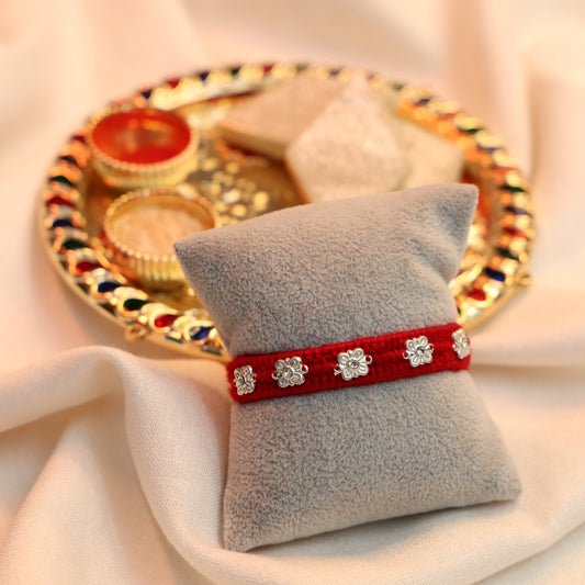 Delicate Silver Floral Rakhi