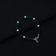 Stylish silver bracelet with green beads, tailored for boys.