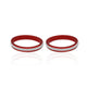 Elegant red bangles featuring intricate silver engraving.