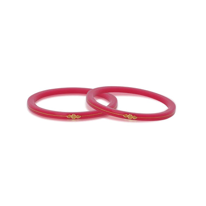 Gold Small Swastika Design Pink Bangle