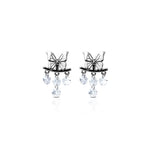 Load image into Gallery viewer, Silver Earrings with Butterfly and Sparkling Crystal Latkan.
