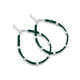 Silver bracelet featuring green beads, designed for boys.