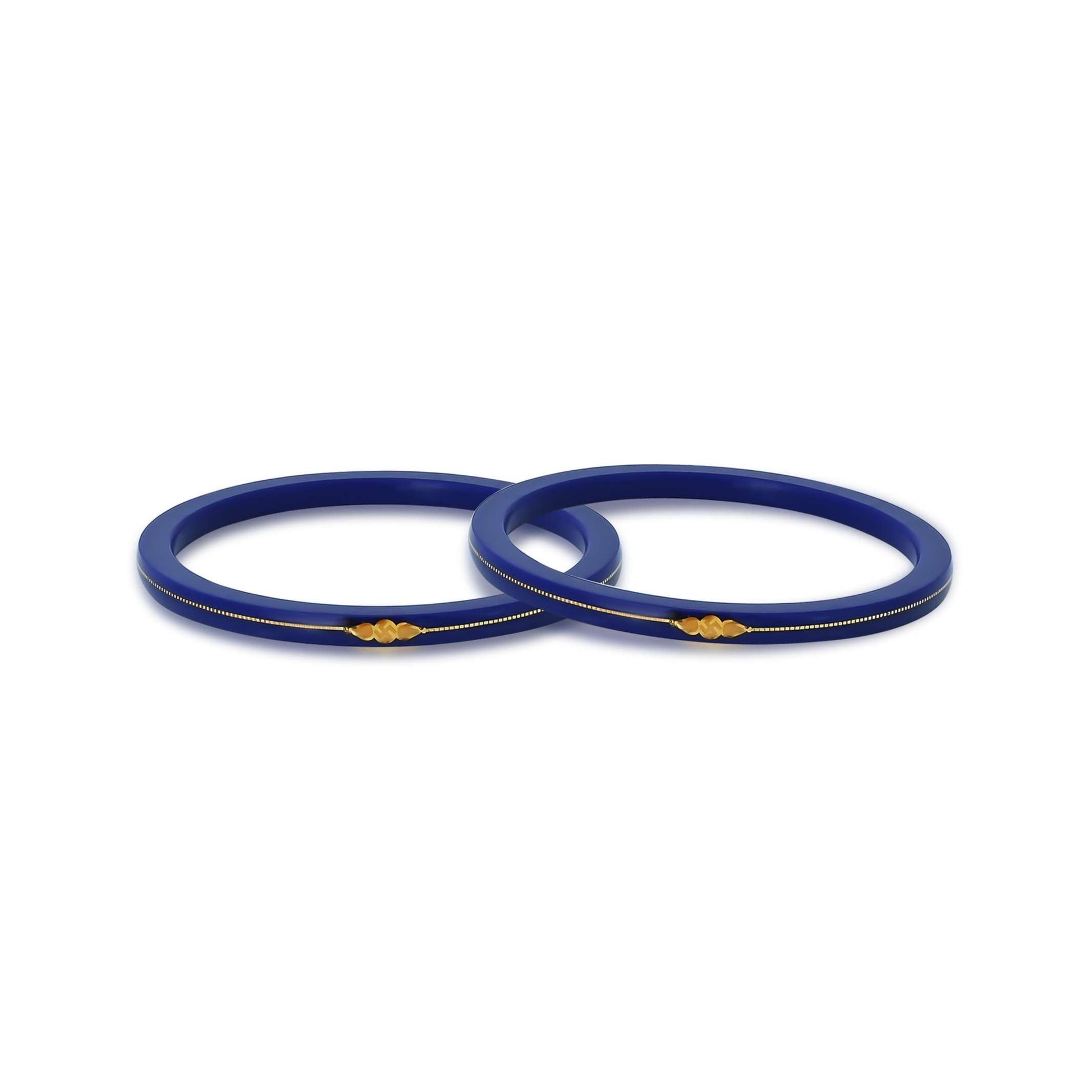 Gold Small Swastika Design Dark Blue Bangle