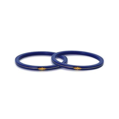 Gold Small Swastika Design Dark Blue Bangle