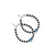 Silver bracelet featuring a light blue evil eye charm with black and silver beads.