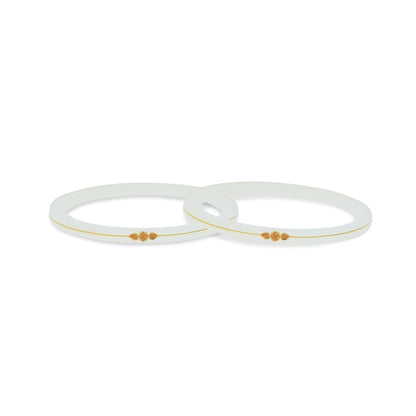 Gold Small Swastika Design Dark White Bangle