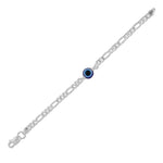 Load image into Gallery viewer, Silver chain bracelet with a beautifully crafted evil eye charm for protection
