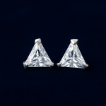 Load image into Gallery viewer, Color Your Spark Triangle Stones Unisex Silver Earrings in Vibrant lung
