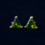 Load image into Gallery viewer, Color Your Spark Triangle Stones Unisex Silver Earrings in Vibrant lung

