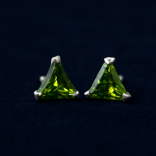 Color Your Spark Triangle Stones Unisex Silver Earrings in Vibrant lung