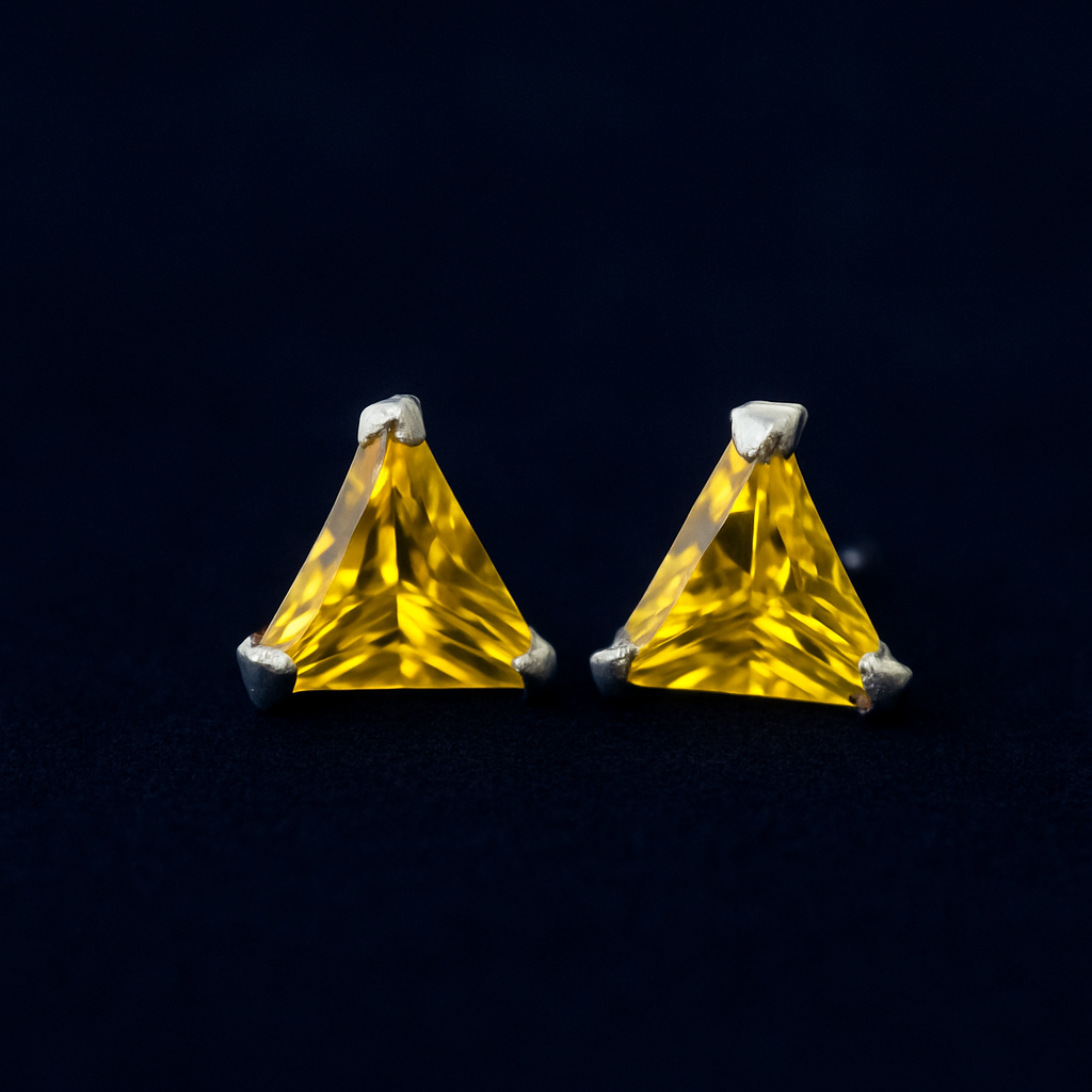 Color Your Spark Triangle Stones Unisex Silver Earrings in Vibrant lung