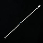 Load image into Gallery viewer, Fashionable silver bracelet with blue evil eye for a protective look.

